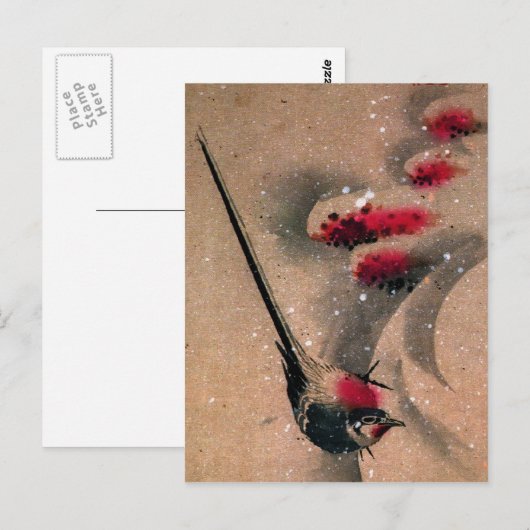 Ukiyo-e Bird Postkarte (Vorne/Hinten)