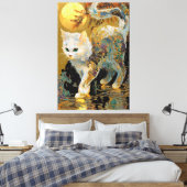 Ukiyo-e Cat | Japanische Holzblockkunst Leinwanddruck (Insitu (Schlafzimmer))