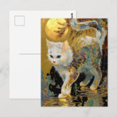 Ukiyo-e Cat | Japanische Holzblockkunst Postkarte (Vorne/Hinten)