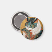 Ukiyo-e Cat | Japanische Kunst Magnet (Vorderseite/Rückseite)