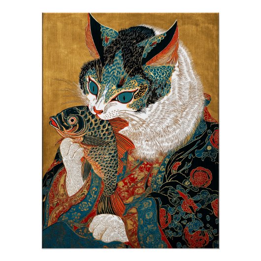 Ukiyo-e Cat | Japanische Kunst Poster (Vorderseite)