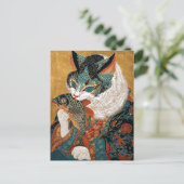 Ukiyo-e Cat | Japanische Kunst Postkarte (Stehend Vorderseite)