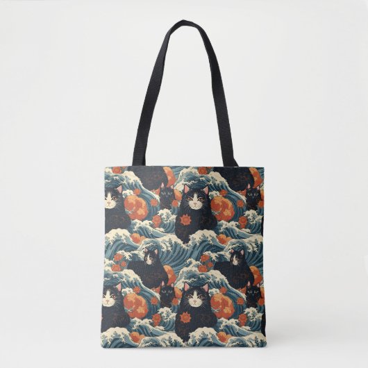 Ukiyo-e Cats von Kanagawa Pattern Tasche (Vorderseite)