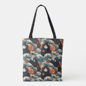 Ukiyo-e Cats von Kanagawa Pattern Tasche (Rückseite)