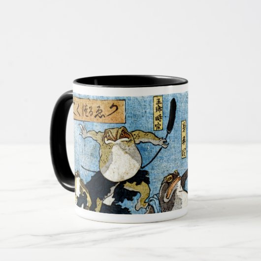 Ukiyo-e Druck - Frösche als Japaner Kabuki Tasse (Vorderseite Links)