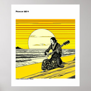 Ukiyo-e gelb-schwarze Holzschnitt-Natur Poster