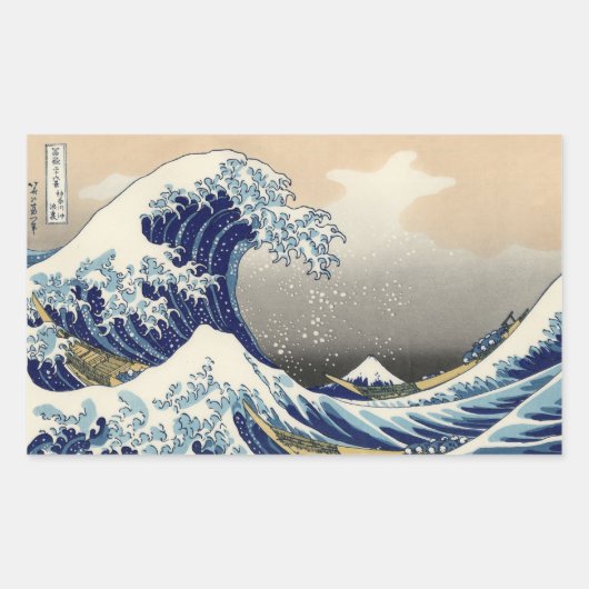 UKIYO-E ~HOKUSAI 葛飾北斎 「富嶽三十六景 神奈川沖浪裏」 RECHTECKIGER AUFKLEBER (Vorderseite)