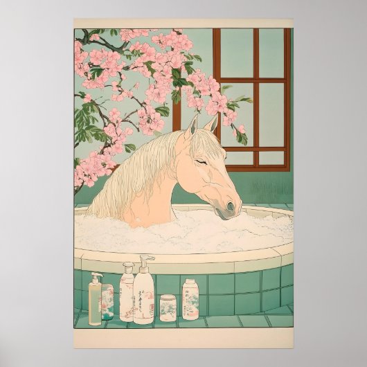 Ukiyo-e Horse Bathroom Print Japanese Minimalist Poster (Vorne)