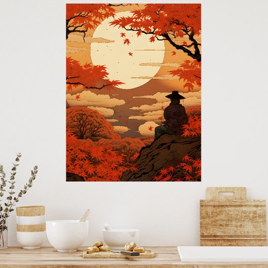 Ukiyo-e Japan Herbst Samurai Poster (Küche)