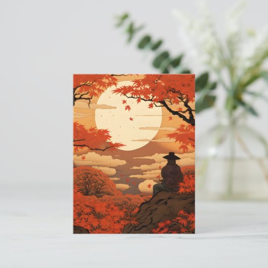Ukiyo-e Japan Herbst Samurai Postkarte (Stehend Vorderseite)