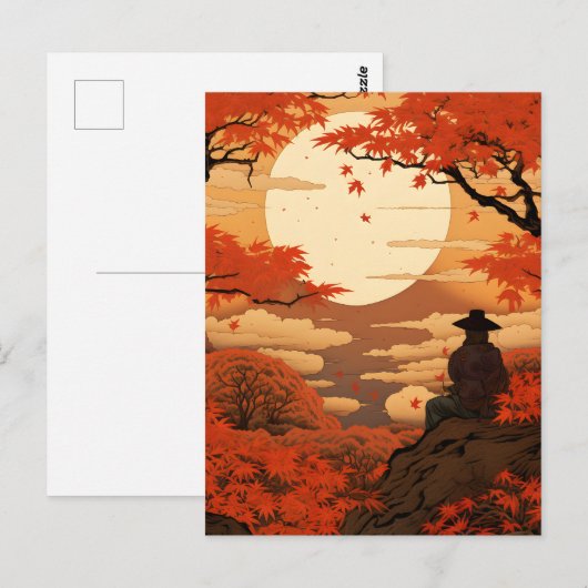 Ukiyo-e Japan Herbst Samurai Postkarte (Vorne/Hinten)