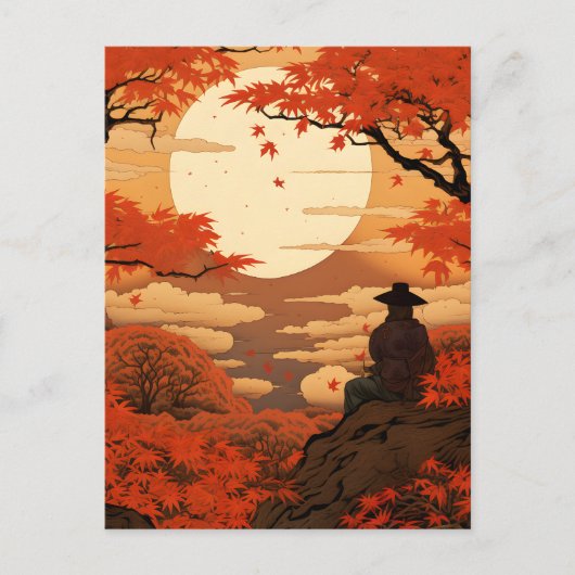 Ukiyo-e Japan Herbst Samurai Postkarte (Vorderseite)