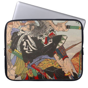 Ukiyo-e Japaner, der einen SamuraisFighting malt Laptopschutzhülle