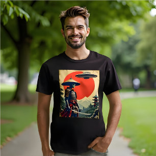 Ukiyo-e Japanisch Landschaft Kunst Funny Alien Sam T-Shirt