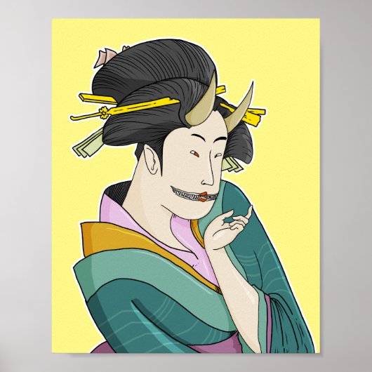 Ukiyo-e japanische Demon Oni Geisha Poster (Vorne)