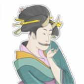 Ukiyo-e japanische Demon Oni Geisha Sticker (Vorderseite)