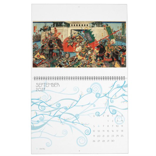 Ukiyo-E-Kalender für japanische Holzblöcke Kalender (Sep 2027)