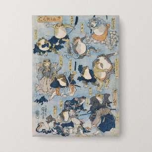 Ukiyo-e-Kriegerfrösche Antike japanische Kunstwerk Button