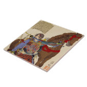 Ukiyo-e Malerei eines Samurais, der eine Klinge Fliese (Seite)