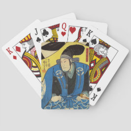 Ukiyo-e Malerei eines Samurais im gelben Spielkarten