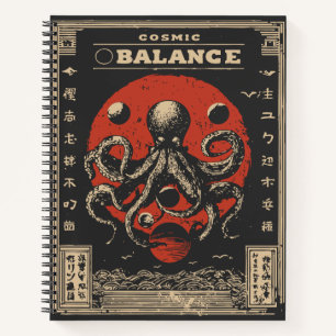 Ukiyo-e Octopus Balance Kosmische Harmonie Kunst Notizblock