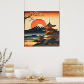Ukiyo-e painting of a Japan castle Poster (Küche)