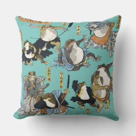 Ukiyo-e print - Frösche als japanische Kabuki-Scha Kissen