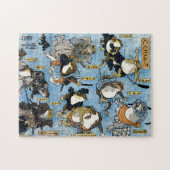 Ukiyo-e print - Frösche als japanische Kabuki-Scha Puzzle (Horizontal)