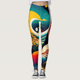 Ukiyo-e Punk city KIMONO Leggings-THE  陰と陽 レギンス Leggings