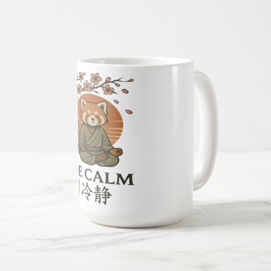 ukiyo-e Red Panda- Be CALM japanese Zen meditation Kaffeetasse (VorderseiteRechts)