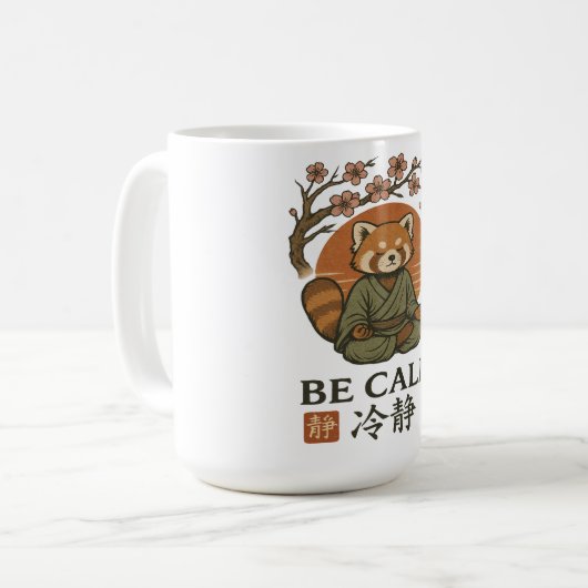 ukiyo-e Red Panda- Be CALM japanese Zen meditation Kaffeetasse (Vorderseite Links)