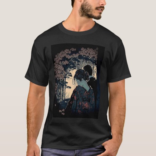 Ukiyo E Retro Japanese Design Romance  Love During T-Shirt (Vorderseite)