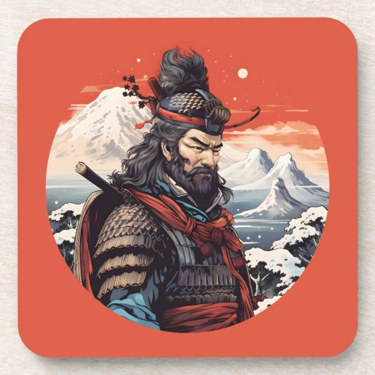 Ukiyo-e samurai Japan Getränkeuntersetzer (Vorderseite)