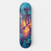 Ukiyo-E Skeleton Electric Graffiti Art | Dark Fant Skateboard (Vorderseite)