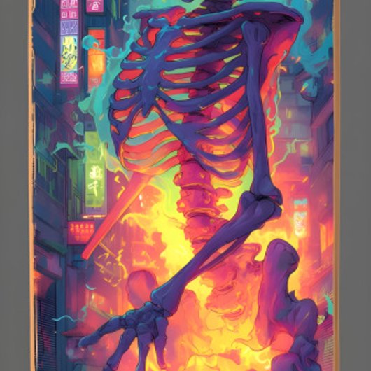 Ukiyo-E Skeleton Electric Graffiti Art | Dark Fant Skateboard