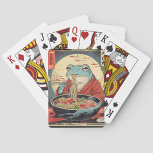 Ukiyo-e-Stil-Frosch isst Ramen für japanisches Ess Spielkarten