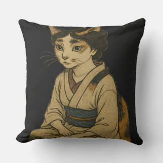 Ukiyo-e style calico cat cover kissen