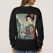 Ukiyo-e style: Oiran alongside the Statue of Liber Sweatshirt (Rückseite)