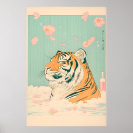Ukiyo-e-Tiger im Badewannen-Druck japanisches Bade Poster