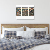 Ukiyo-e Triptychon: Der Garten der Peonies Leinwanddruck (Insitu (Schlafzimmer))