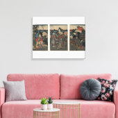 Ukiyo-e Triptychon: Der Garten der Peonies Leinwanddruck (Insitu (Wohnzimmer))