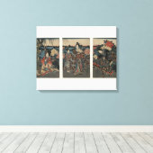 Ukiyo-e Triptychon: Der Garten der Peonies Leinwanddruck (Insitu (Holzboden))