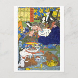 ukiyoe - 和 漢 百 語 Nr. 08 - 酒 呑 - Postkarte