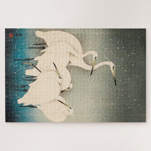 Ukiyoe - Egrets in Snow Puzzle (Horizontal)