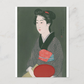 Ukiyoe [Goyo] Frau mit Tablett Postkarte