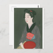 Ukiyoe [Goyo] Frau mit Tablett Postkarte (Vorne/Hinten)