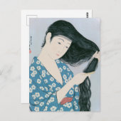 Ukiyoe [Goyo] Haar kämmen Postkarte (Vorne/Hinten)