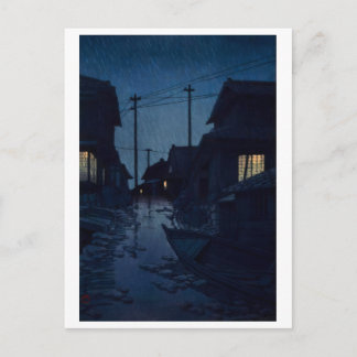 ukiyoe [hasui] A21 Nachtregen in Kawarago Postkarte
