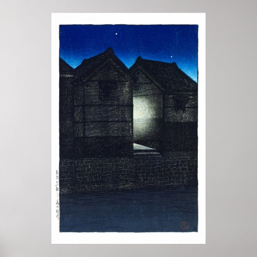 Ukiyoe - Hasui - C04 - Shinkawa Rive at Night - Poster (Vorne)