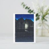 Ukiyoe - Hasui - C04 - Shinkawa Rive at Night - Postkarte (Stehend Vorderseite)